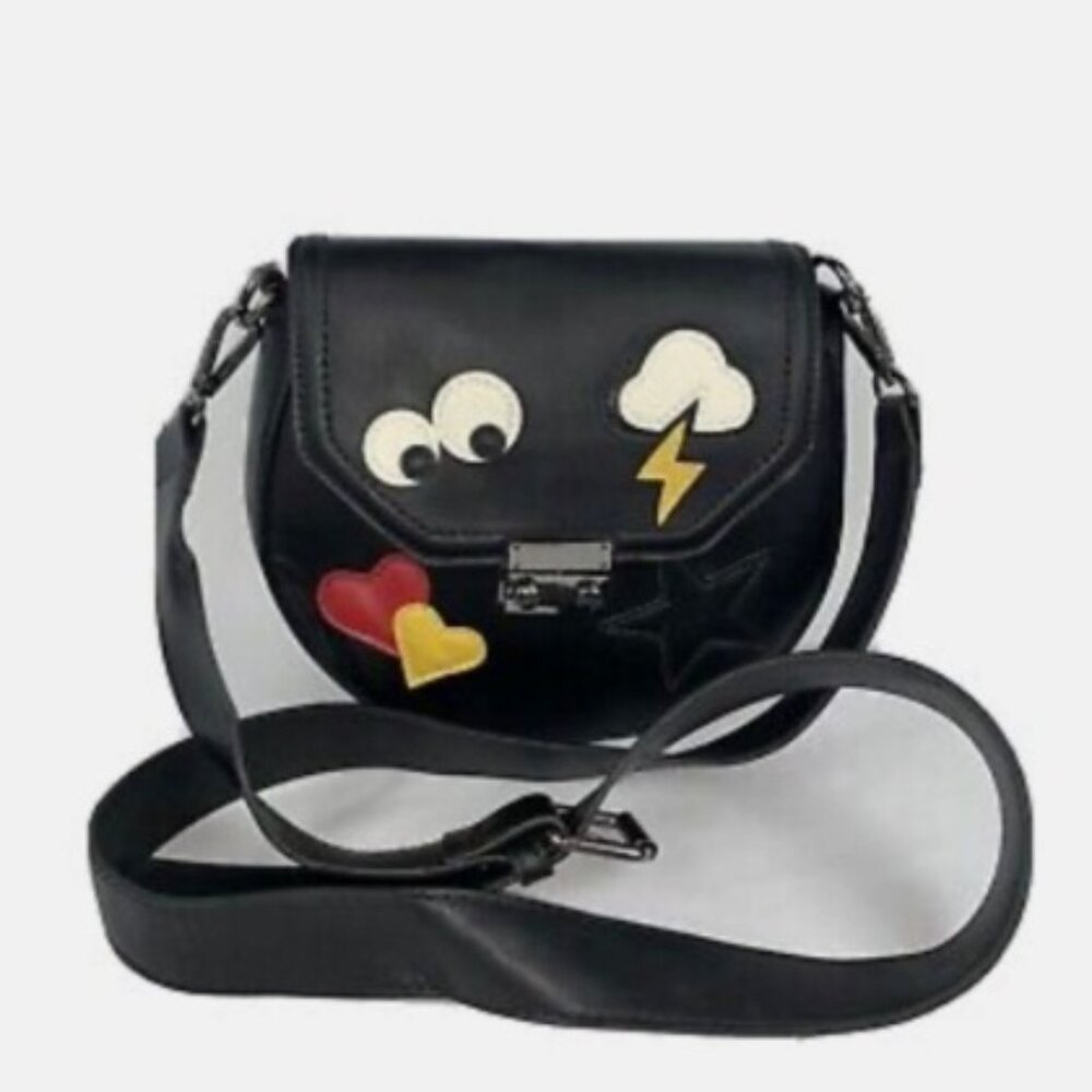 G BY GUESS Avery Saddle Crossbody in Black